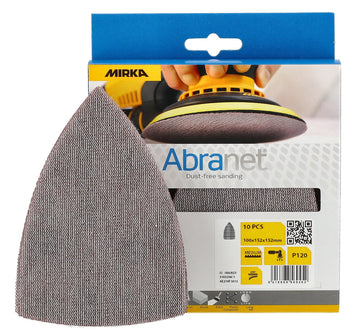 Mirka Abranet Delta Triangle Net Disc / 4x6x6 inch /Sandpaper Sanding Discs Hook and Loop / 10 pcs