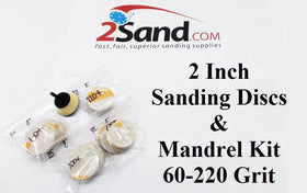 2Sand 2 inch Bowl Sanding Disc & Mandrel Kit 60 - 220 Grit