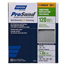 NORTON SAINT-GOBAIN ProSand Premium Job Pack Abrasive Sheet, Next Generation of 3X Technology, Fiber Backing, Aluminum Oxide, (Pack of 20), Blue, 9" x 11" (2639)
