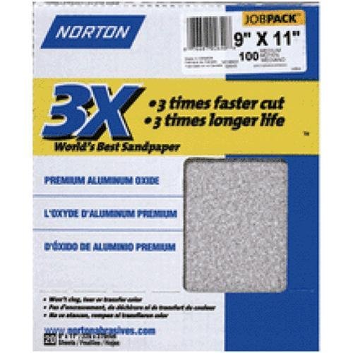 NORTON SAINT-GOBAIN ProSand Premium Job Pack Abrasive Sheet, Next Generation of 3X Technology, Fiber Backing, Aluminum Oxide, (Pack of 20), Blue, 9" x 11" (2639)