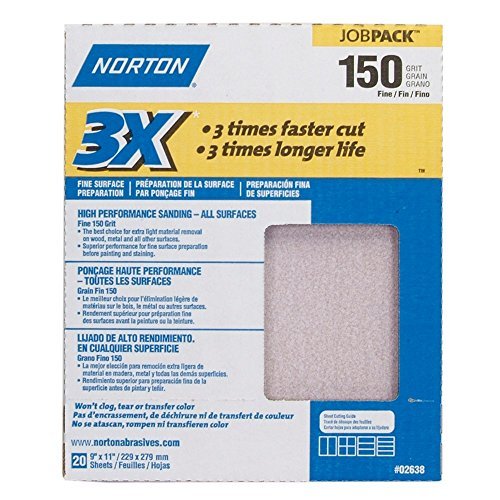 NORTON SAINT-GOBAIN ProSand Premium Job Pack Abrasive Sheet, Next Generation of 3X Technology, Fiber Backing, Aluminum Oxide, (Pack of 20), Blue, 9" x 11" (2639)