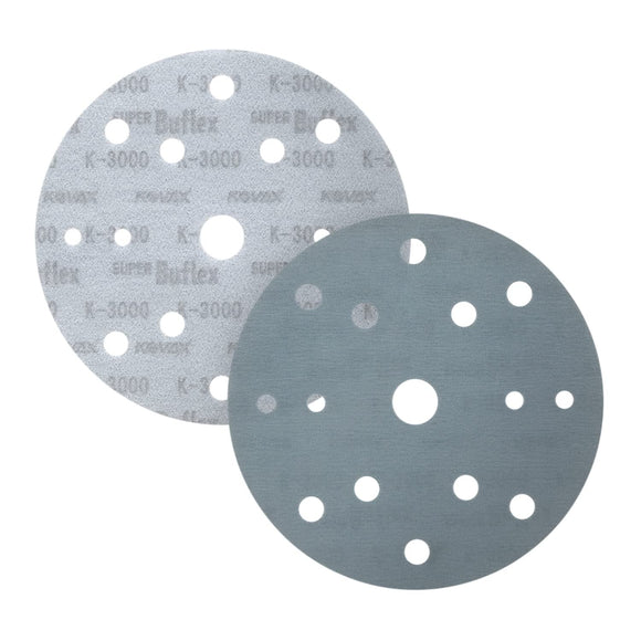 Super Buflex Flexible Dry 6 inch Sanding Discs, Green K-2000, 15 Holes, Hook & Loop, 193-1565, 25 Discs