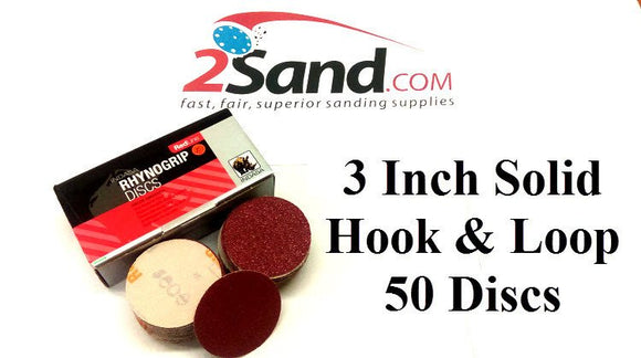 P40 Grit 3" Rhynogrip RedLine Hook & Loop Sanding Discs 50-Pack