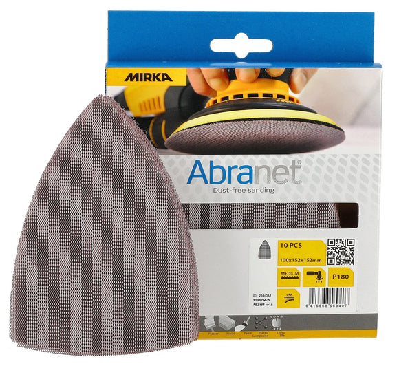 Mirka Abranet Delta Triangle Net Disc / 4x6x6 inch /Sandpaper Sanding Discs Hook and Loop / 10 pcs
