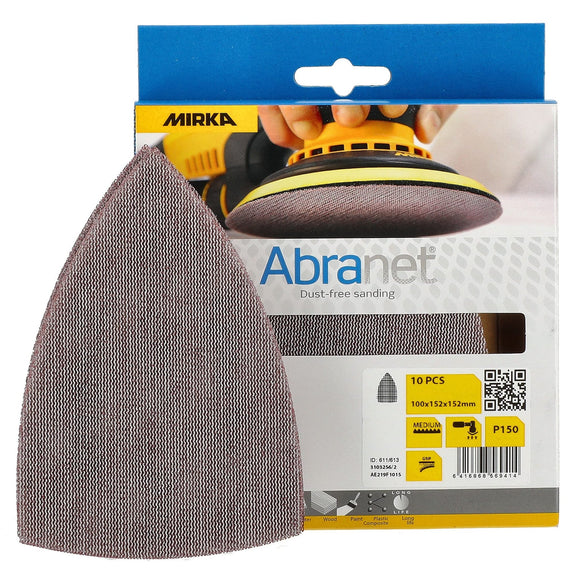 Mirka Abranet Delta Triangle Net Disc / 4x6x6 inch /Sandpaper Sanding Discs Hook and Loop / 10 pcs