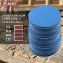 2SAND 2 inch Blue Film backed Hook and Loop Sanding Discs-6