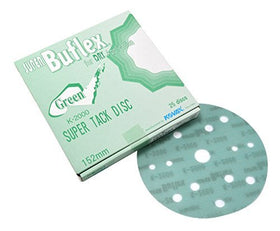 Super Buflex Flexible Dry 6 inch Sanding Discs, Green K-2000, 15 Holes, Hook & Loop, 193-1565, 25 Discs - 0