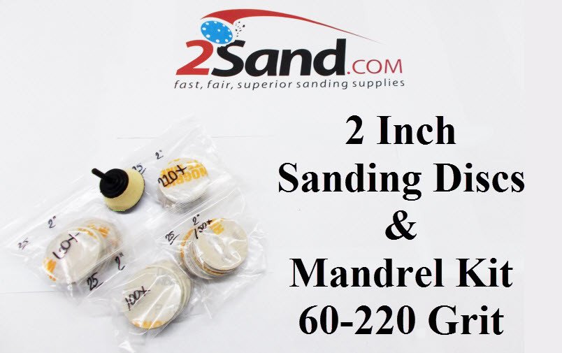 2Sand 2 inch Bowl Sanding Disc & Mandrel Kit 60 - 220 Grit
