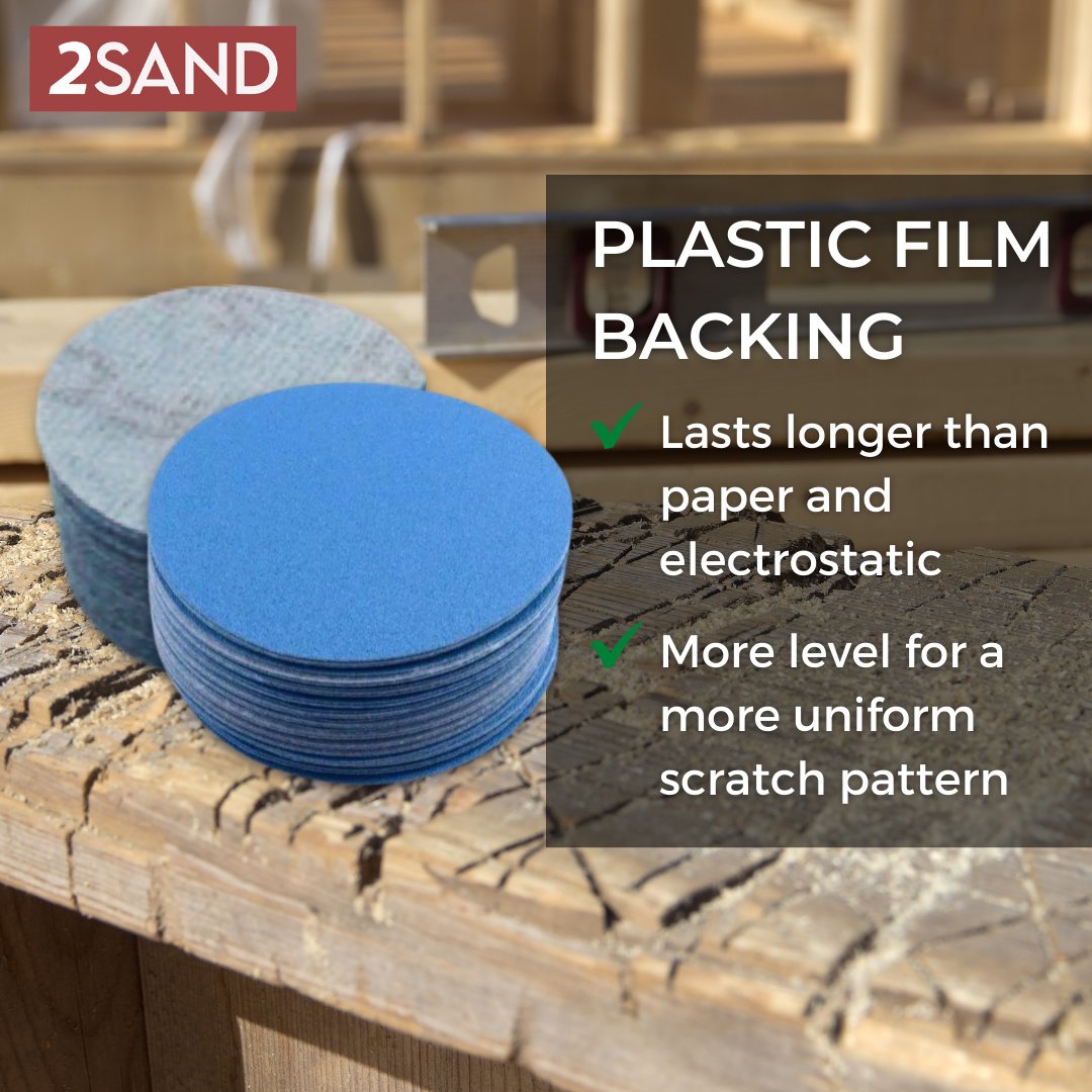 2SAND 2 inch Blue Film backed Hook and Loop Sanding Discs