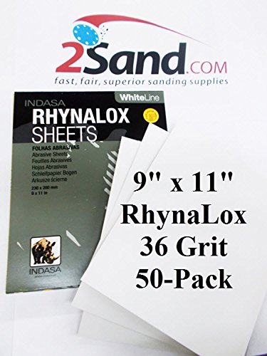 RhynaLox 9x11 White Line Aluminum Oxide No-Load Sandpaper 50-Pack