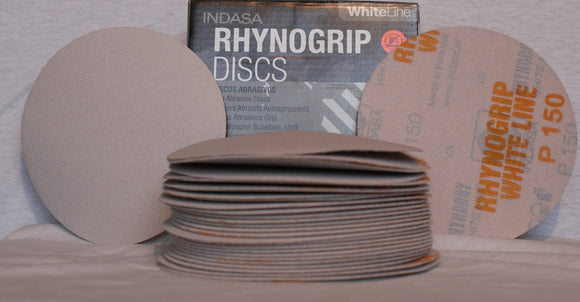 Indasa Rhynogrip 5 inch Solid White Hook & Loop Sanding Discs 50/box
