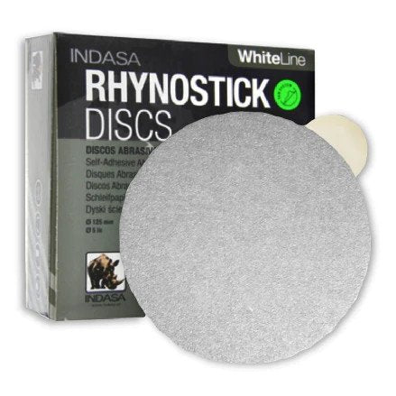 6 inch RhynoStick Solid White Line Sticky Discs 100 Discs 100 Grit