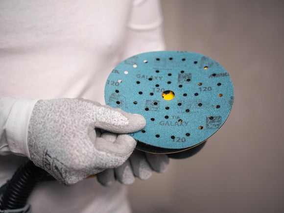 Mirka Galaxy Multifit Sandpaper 5 inch (125mm) - Grit 220, 50 Discs/Pack - Premium Abrasive for Epoxy Resin, Wood, Metal - Non-Clogging, Self-Sharpening Technology - Ideal for Power Sanders
