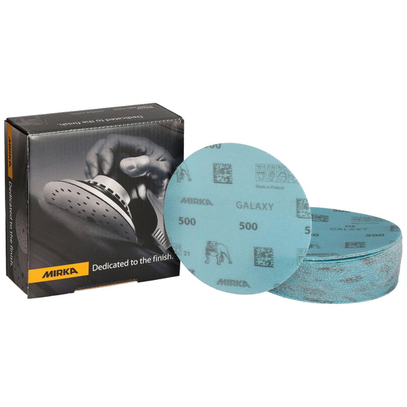 Mirka GalaxySandpaper 5 inch (125mm) - Grit 150, 50 Discs/Pack - Hook & Loop - Premium Abrasive for Epoxy Resin, Wood, Metal - Non-Clogging, Self-Sharpening Technology - Ideal for Power Sanders