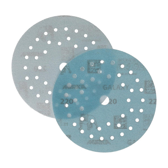 Mirka Galaxy Multifit Sandpaper 5 inch (125mm) - Grit 220, 50 Discs/Pack - Premium Abrasive for Epoxy Resin, Wood, Metal - Non-Clogging, Self-Sharpening Technology - Ideal for Power Sanders