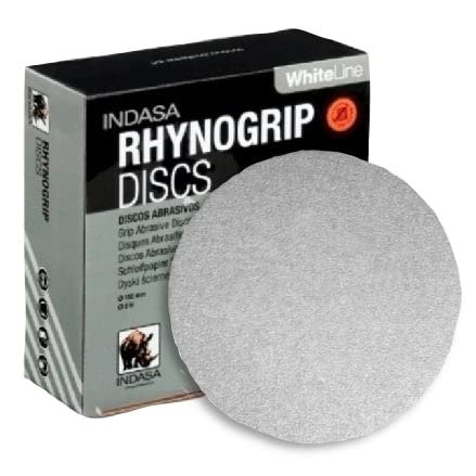 6 inch RhynoStick Solid White Line Sticky Discs 100 Discs 100 Grit