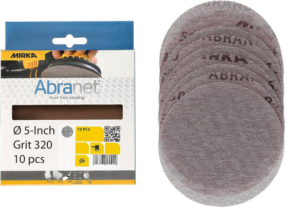 Mirka Abranet Net Disc / 5 inch/Sandpaper Sanding Discs Hook and Loop / 10 pcs