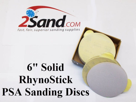 6 inch RhynoStick Solid White Line Sticky Discs 100 Discs 100 Grit