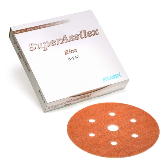 Super Assilex Flexible 6 inch Sanding Discs, 7 Hole, Hook & Loop, 25 Discs