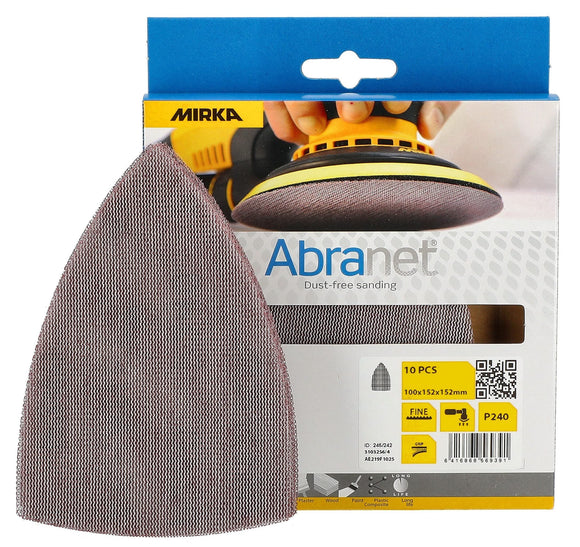Mirka Abranet Delta Triangle Net Disc / 4x6x6 inch /Sandpaper Sanding Discs Hook and Loop / 10 pcs