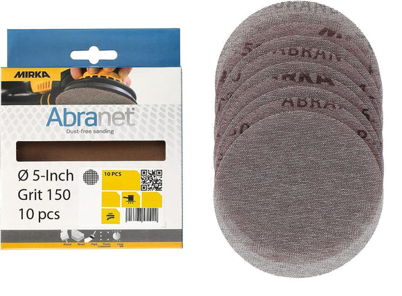 Mirka Abranet Net Disc / 5 inch/Sandpaper Sanding Discs Hook and Loop / 10 pcs
