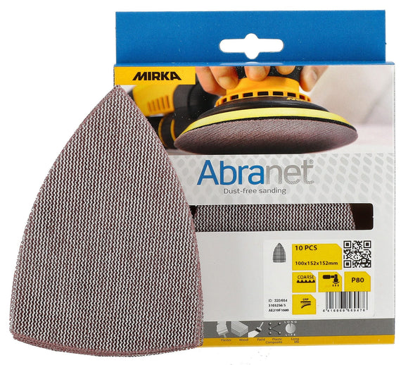 Mirka Abranet Delta Triangle Net Disc / 4x6x6 inch /Sandpaper Sanding Discs Hook and Loop / 10 pcs
