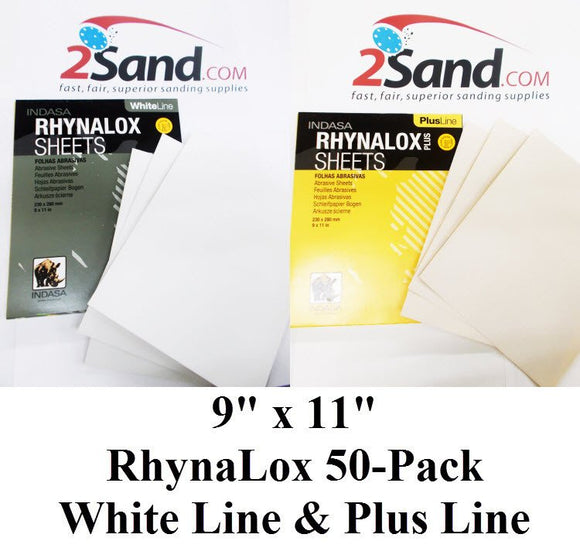 RhynaLox 9x11 White Line Aluminum Oxide No-Load Sandpaper 50-Pack