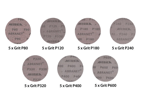 Mirka 5-Inch Mesh Abrasive Dust Free Sanding Discs, Box of 50 Discs, Grey