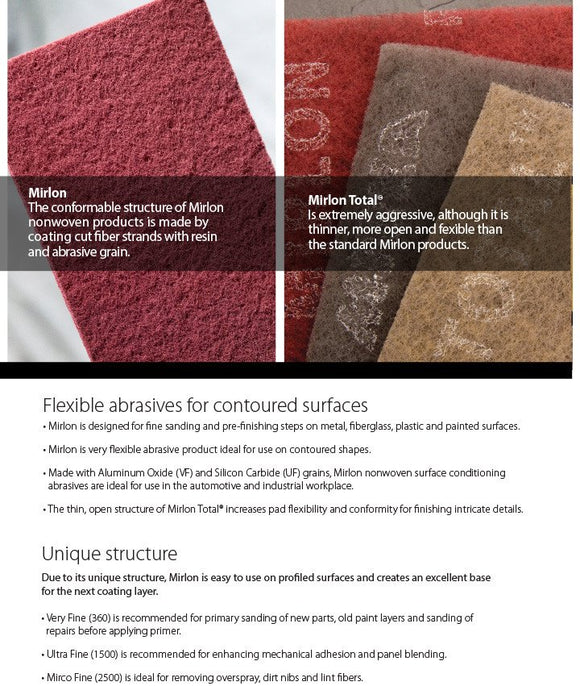 Mirka MIRLON TOTAL 4.5" x 9" Scuff Sanding Pads, 25 per Box