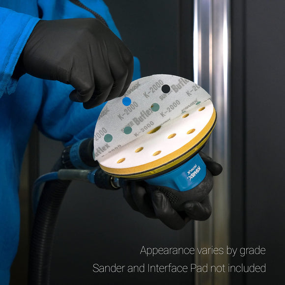 Super Buflex Flexible Dry 6 inch Sanding Discs, Green K-2000, 15 Holes, Hook & Loop, 193-1565, 25 Discs